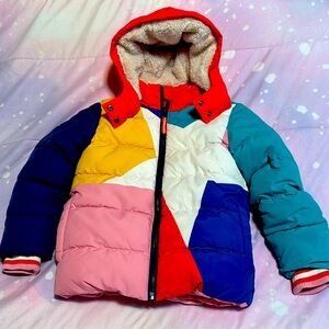 Multicolor Waterproof Hooded Puffer Jacket by Mini Boden